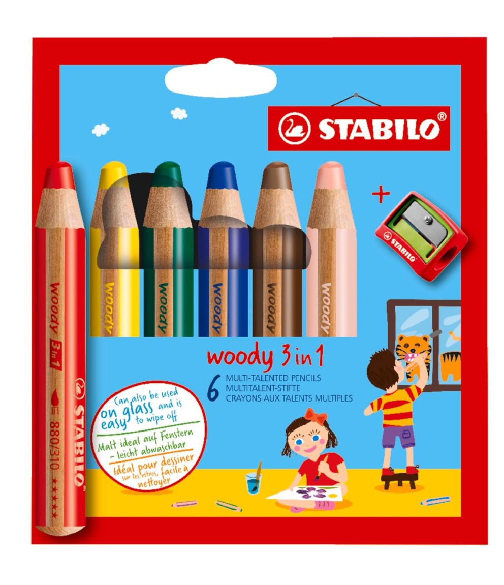 🖍 Boite crayon WOODY x6 + taille crayon