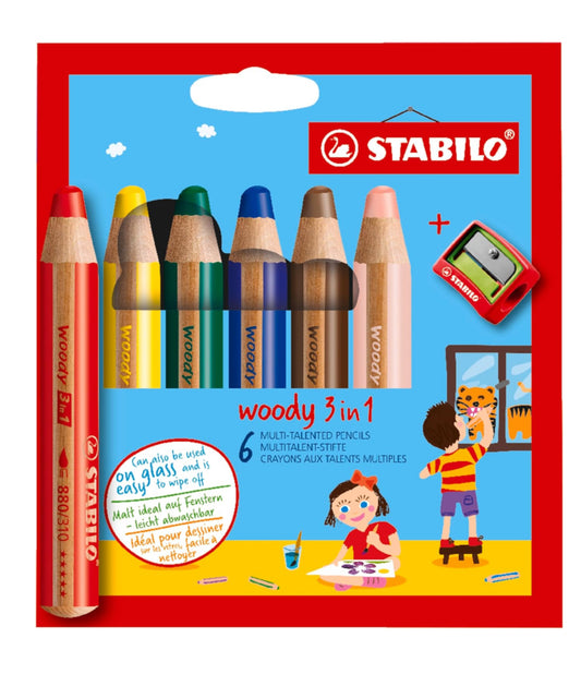 🖍 Boite crayon WOODY x6 + taille crayon